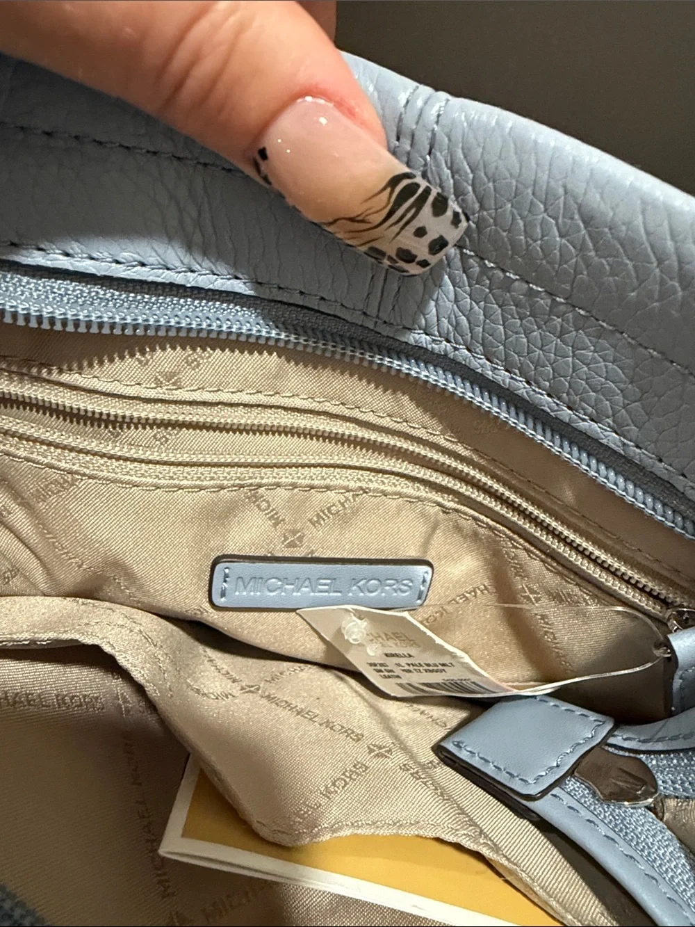 Michael Kors Powder Blue Pebble Leather Satchel with Strap